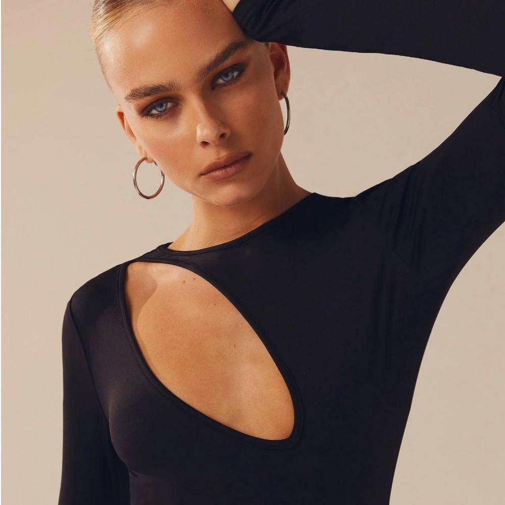 Peppermayo Black Long Sleeve Cut Out Bodysuit